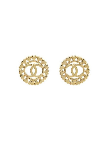 CC Logo Round Heart Earrings Gold - CHANEL - BALAAN 1