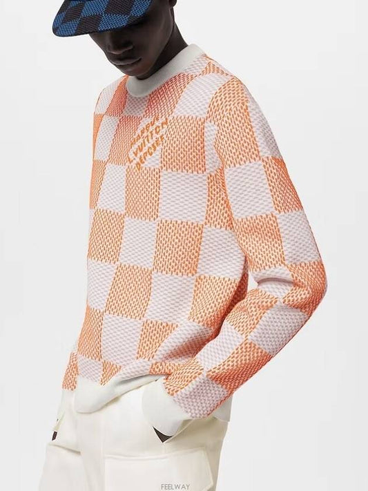 1AFIWO Damier Jacquard Cotton Pullover Sweatshirt - LOUIS VUITTON - BALAAN 2