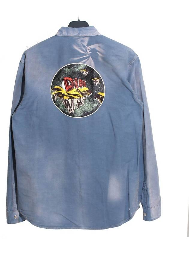 Astro Embroidered Patch Denim Long Sleeve Shirt Light Blue - DIOR - BALAAN 4