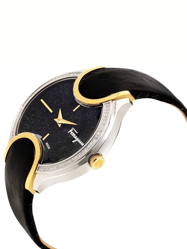 Signature Black Diamond Dust Dial Diamondset Bezel Snakeskin Band Women’s Quartz Watch - SALVATORE FERRAGAMO - BALAAN 5