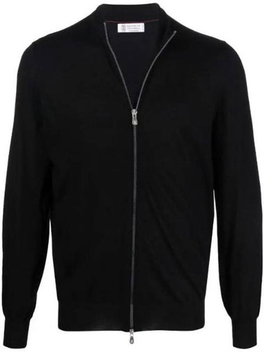 Fine Knit Zip Up Cardigan Black - BRUNELLO CUCINELLI - BALAAN 1