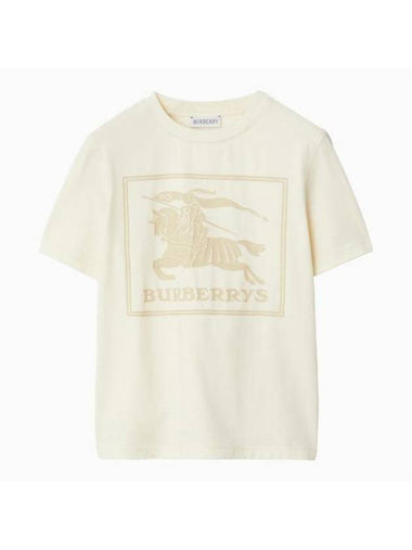 Kids Logo Print Short Sleeve T-Shirt Beige - BURBERRY - BALAAN 1