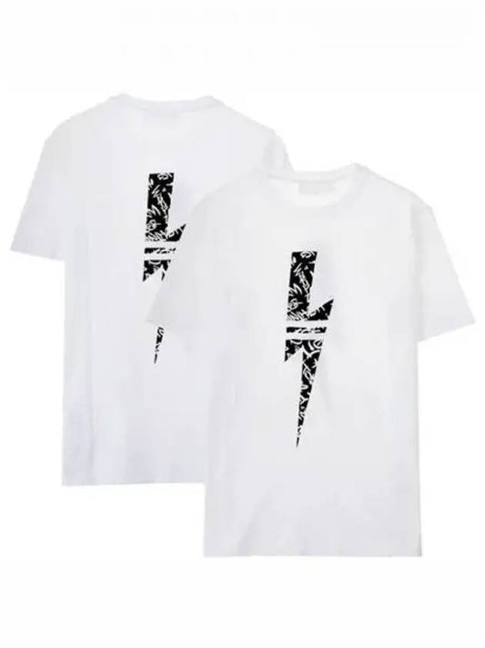 Graffiti Lightning Loose Regular Fit Short Sleeve T-Shirt White - NEIL BARRETT - BALAAN 2