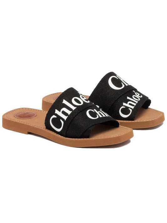 Woody Logo Canvas Strap Flat Mule Black - CHLOE - BALAAN 2