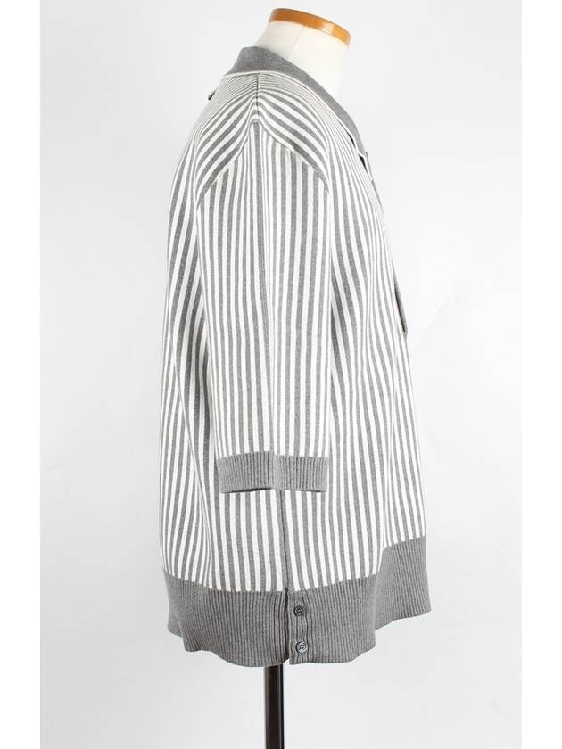 4 bar striped seersucker jacquard short sleeve collar tie 5 110 - THOM BROWNE - BALAAN 5