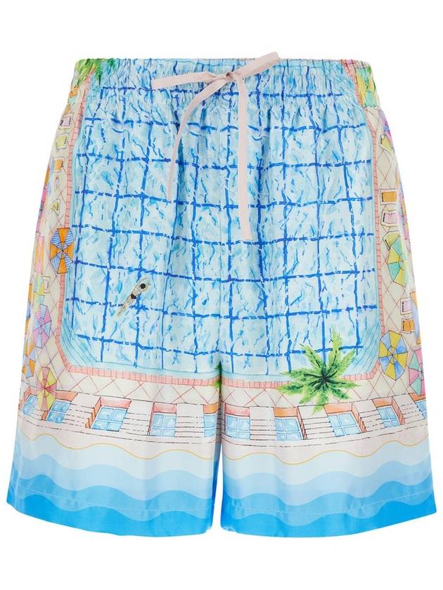 Light Blue Shorts With All-Over Graphic Print In Silk Man - CASABLANCA - BALAAN 8