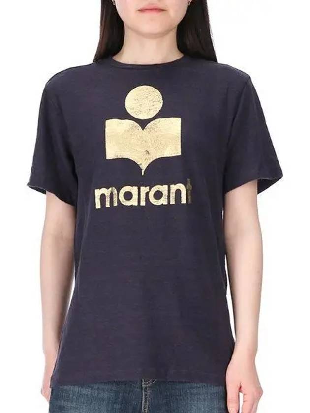 Zwell Logo Print Short Sleeve T-Shirt Navy - ISABEL MARANT - BALAAN 2