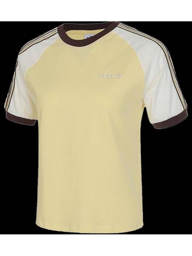 Ribbed Crewneck Regular Fit Cotton Short Sleeve T-Shirt Yellow - ADIDAS - BALAAN 2