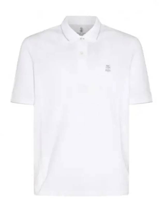 Embroidered Logo Short Sleeve Polo Shirt White - BRUNELLO CUCINELLI - BALAAN 2