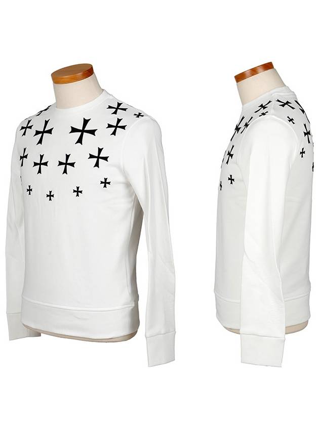 Men's Multi Cross Print Sweatshirt White - NEIL BARRETT - BALAAN 2