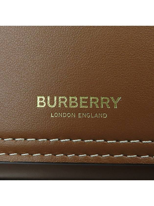 Burberry 8014776 Brown Leather Mini Topstitch Detail Pocket Tote Bag Shoulder Strap - BURBERRY - BALAAN 5