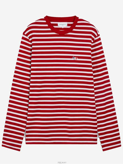 Fox Logo Stripe Long Sleeve T-Shirt Red - MAISON KITSUNE - BALAAN 2