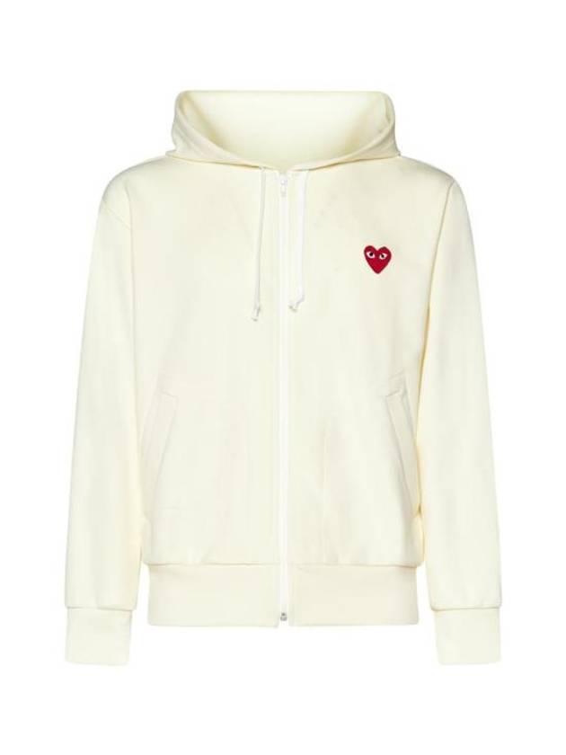 Red Heart Wappen Zip-Up Hoodie White - COMME DES GARCONS - BALAAN 1