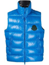 Men's Parke Logo Patch Down Padded Vest Electric Blue - MONCLER - BALAAN 1