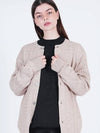 Silket Cable Round neck Cardigan Beige - CHANCE'S NOI - BALAAN 4