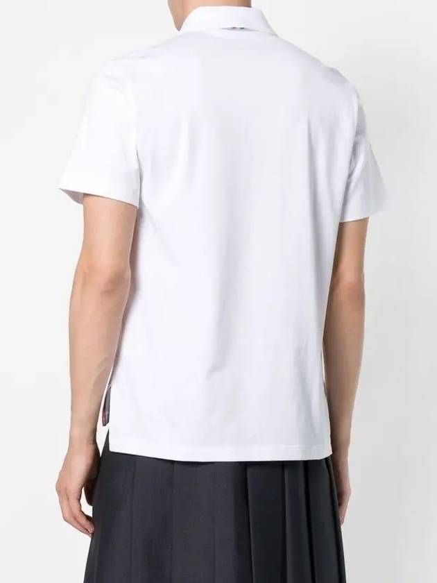 Side Slit Three Stripe Tab Short Sleeve Polo Shirt White - THOM BROWNE - BALAAN 5