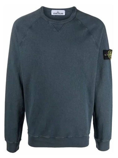 Garment Dyed Malfile Fleece Crewneck Sweatshirt Navy - STONE ISLAND - BALAAN 1