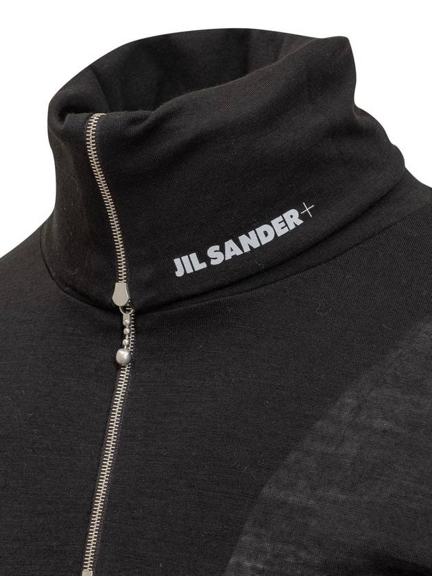 Men's Zipper Polyester Wool Long Sleeve T-Shirt Black - JIL SANDER - BALAAN 4