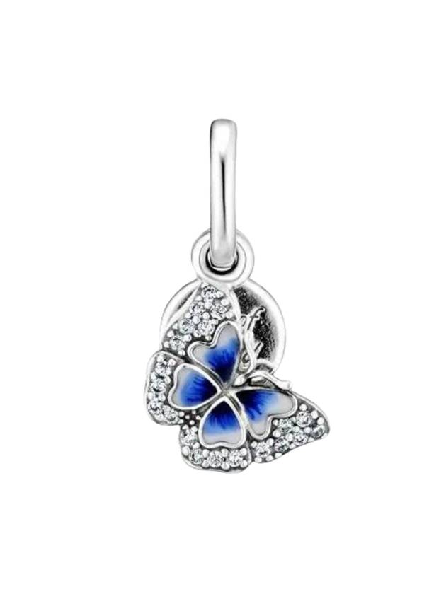 Women's Blue Butterfly Quart Double Dangle Charm Silver - PANDORA - BALAAN 1