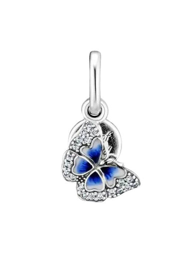 Women's Blue Butterfly Qoute Double Dangle Bracelet Charm Silver - PANDORA - BALAAN 1