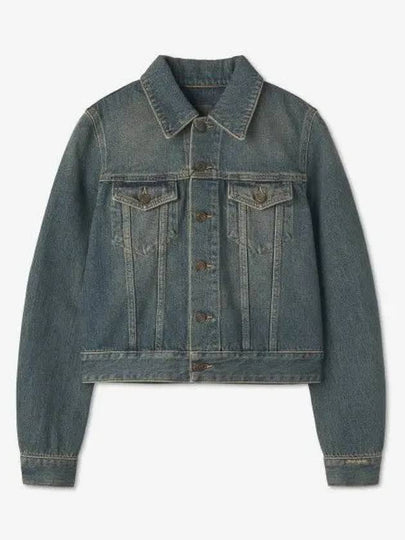 Vintage Washed Crop Denim Jacket Blue - SAINT LAURENT - BALAAN 2