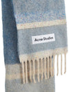 Logo Patch Fringe Muffler Denim Blue - ACNE STUDIOS - BALAAN 3