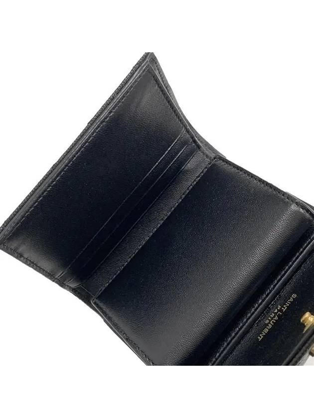 Monogram Cassandra Matelasse Half Wallet Black - SAINT LAURENT - BALAAN 9