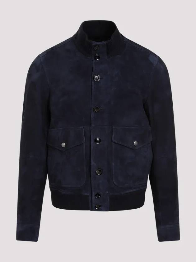 Leather Light Suede Bomber Jacket Navy - TOM FORD - BALAAN 2