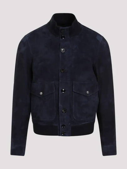 Leather Light Suede Bomber Jacket Navy - TOM FORD - BALAAN 2