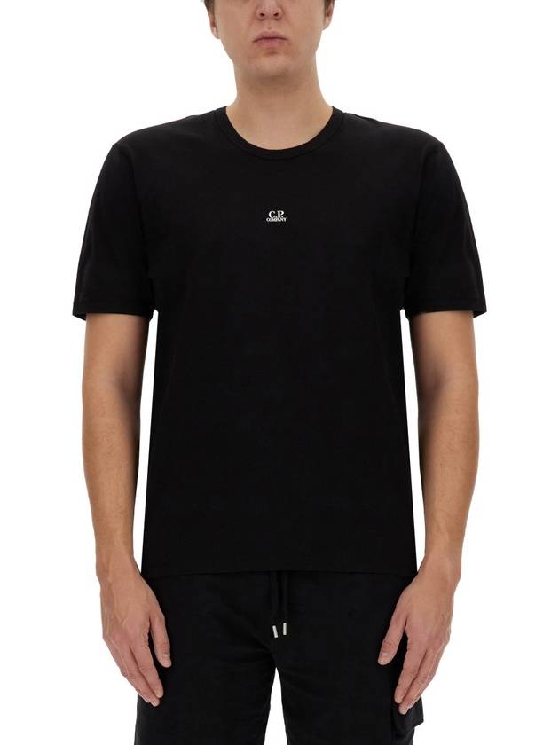 70/2 Mercerized Jersey Logo Short Sleeve T-Shirt Black - CP COMPANY - BALAAN 2