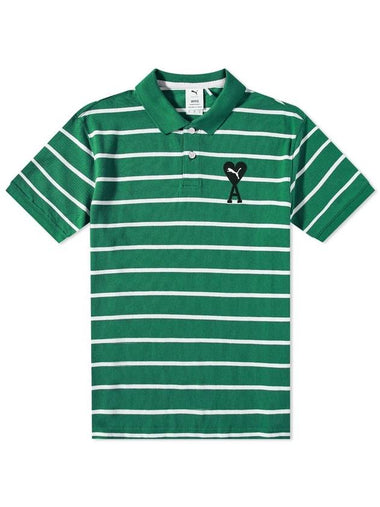 Logo Stripe Polo Shirt Green - PUMA - BALAAN 1