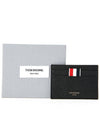 Pebble Grain Leather Stripe Single Card Wallet Black - THOM BROWNE - BALAAN 7