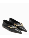 Women's Metal Detail Leather Ballerina Black - JIL SANDER - BALAAN.