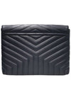 Women s 483236 Gray Calfskin Silver Monogram Lulu Matelasse Document Clutch - SAINT LAURENT - BALAAN 2