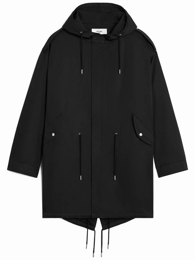 Technical Cotton Long Parka Black - CELINE - BALAAN 2