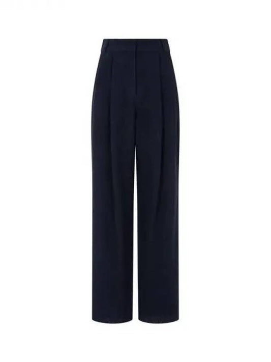 Women s Boucle Herringbone Pleated Pants Navy 271972 - EMPORIO ARMANI - BALAAN 1