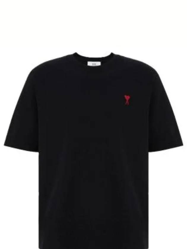 Small Heart Logo Boxy Fit Short Sleeve T-Shirt Black - AMI - BALAAN 2