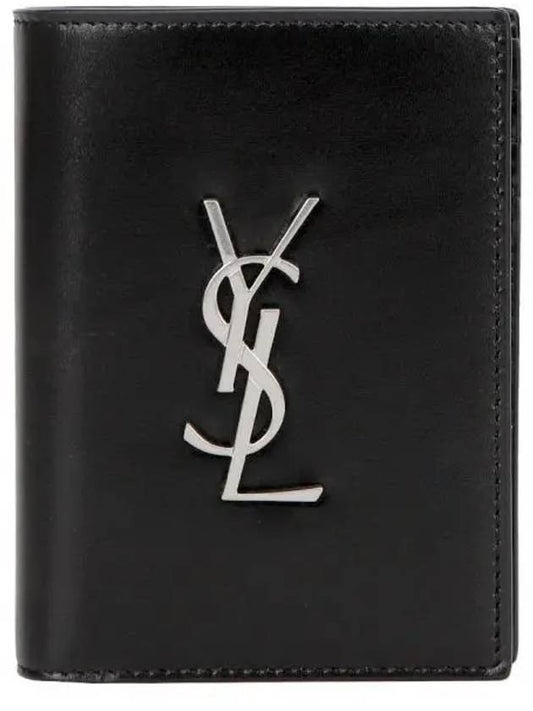 Men's Silver Monogram Fold Half Wallet Black - SAINT LAURENT - BALAAN 2