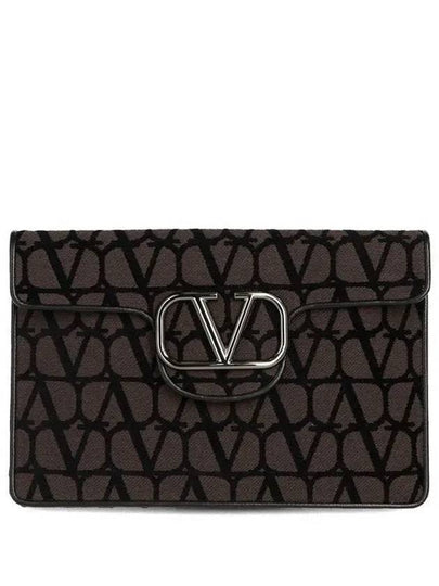 Toile Iconographe V Logo Clutch Bag Brown - VALENTINO - BALAAN 2