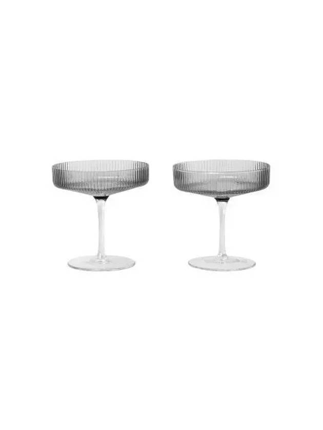 Wonderum Ripple Champagne Saucer Set of 2 Smoke Gray - FERM LIVING - BALAAN 1