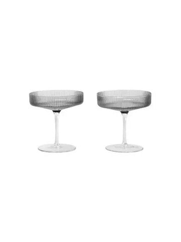 Wonderum Ripple Champagne Saucer Set of 2 Smoke Gray - FERM LIVING - BALAAN 1