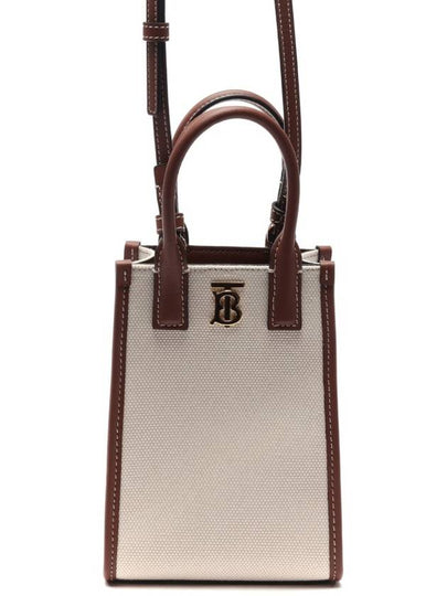 Frances Canvas Leather Mini Tote Bag Ecru Tan - BURBERRY - BALAAN 2