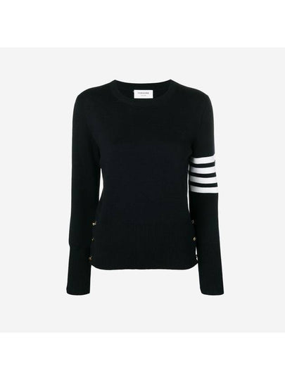 4-Bar Milano Stitch Crew Neck Knit Top Navy - THOM BROWNE - BALAAN 2