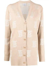 Monogram Oversized Wool Silk Cardigan Beige - BURBERRY - BALAAN 3