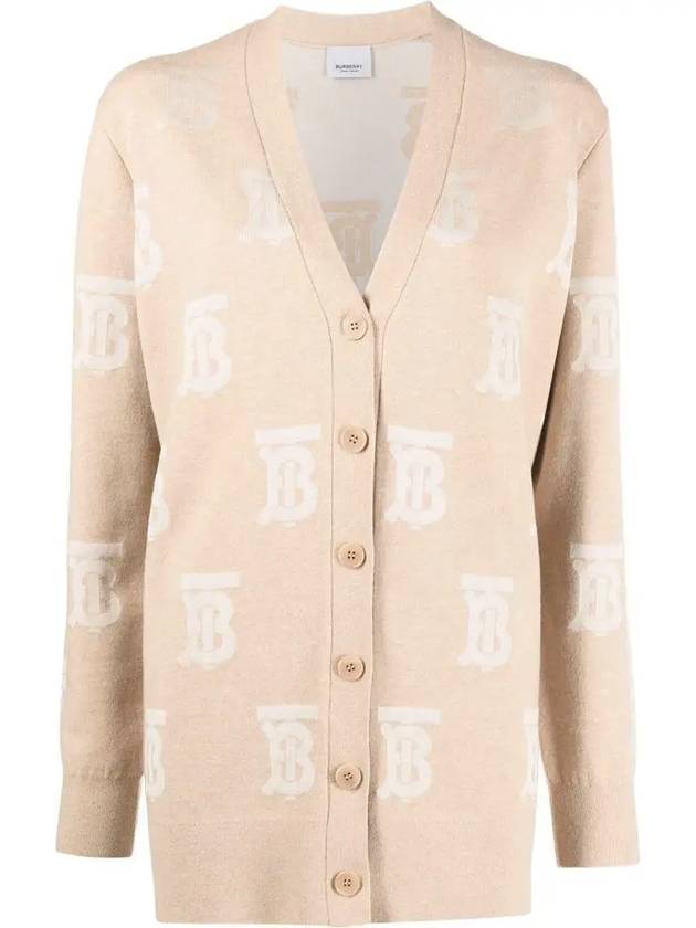 Monogram Oversized Wool Silk Cardigan Beige - BURBERRY - BALAAN 3