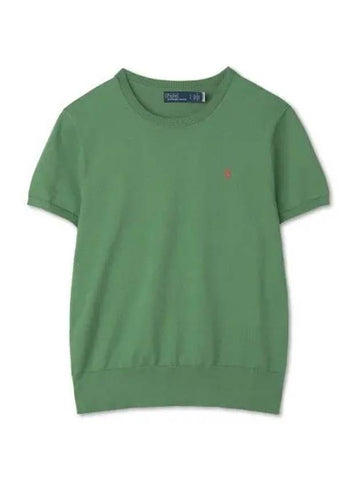 Earn 30 points W Cotton Blend Short Sleeve Sweater Green - POLO RALPH LAUREN - BALAAN 1