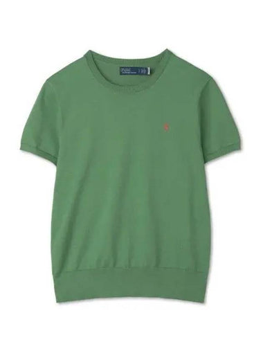 W Cotton Blend Short Sleeve Sweater Green - POLO RALPH LAUREN - BALAAN 1