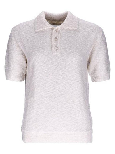 Nostalgic Boucle Knit Polo Shirt Off White - MAISON MARGIELA - BALAAN 2