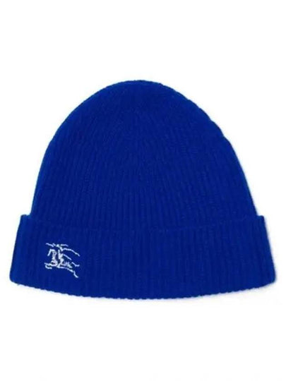 Embroidered Logo Ribbed Cashmere Beanie Blue - BURBERRY - BALAAN 2