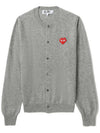 Play Red Heart Logo Print Wool Cardigan Gray - COMME DES GARCONS - BALAAN 3